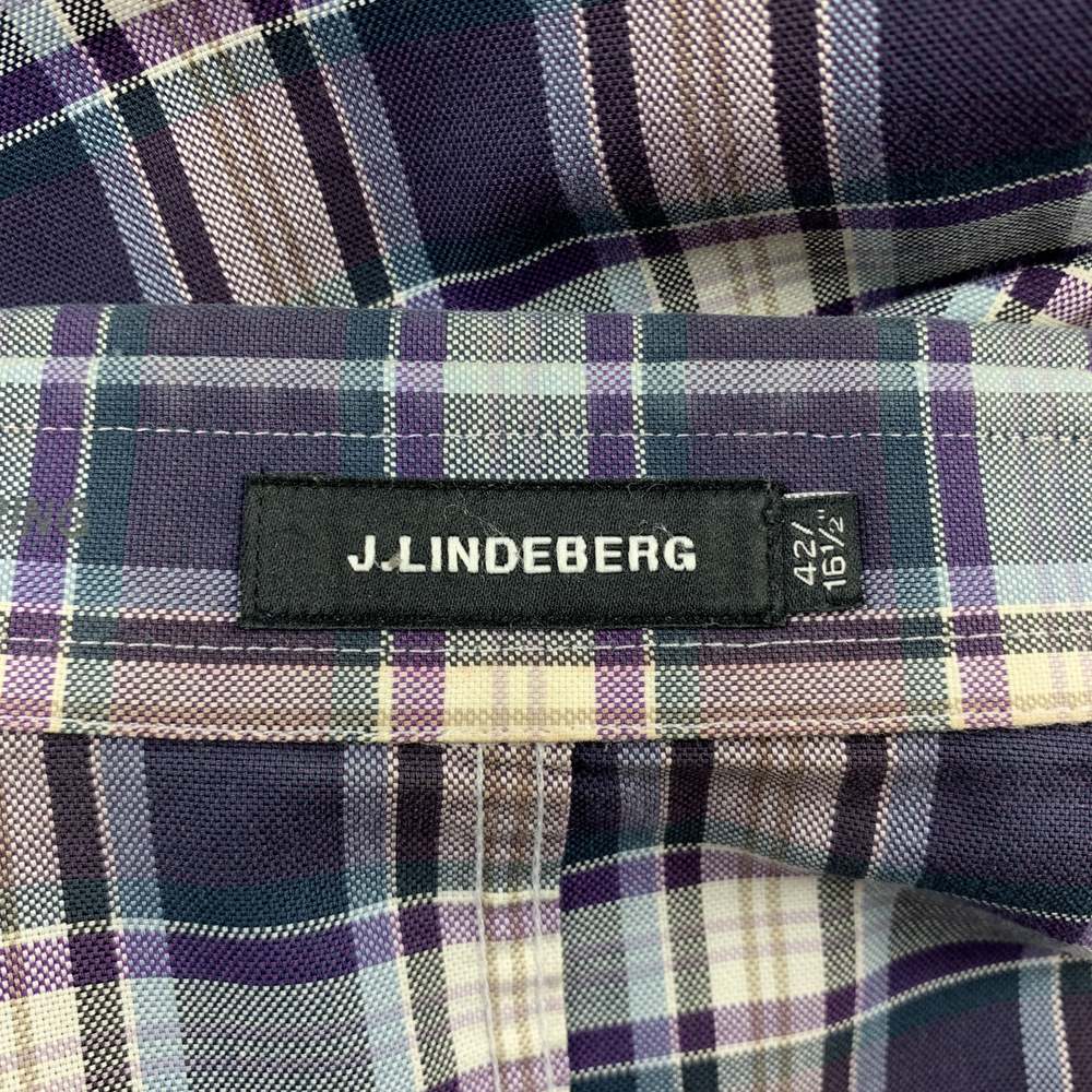 J. LINDEBERG Size L Purple Plaid Cotton Button Up Long Sleeve Shirt - Picture 5 of 5